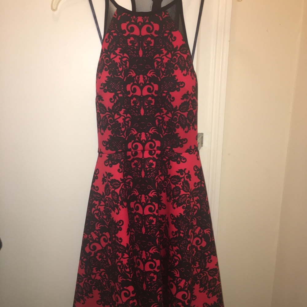Red and black short dress